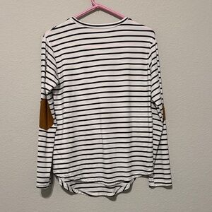 Striped Long Sleeve Top with Elbow Patches